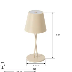 Lindby LED genopladelig bordlampe Janea, CROSS, beige, metal