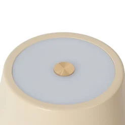 Lindby LED genopladelig bordlampe Janea, CROSS, beige, metal