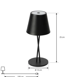 Lindby LED genopladelig bordlampe Janea CROSS, sort, metal