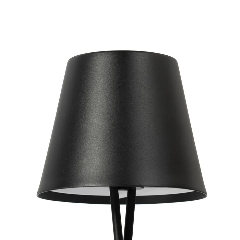 Lindby LED genopladelig bordlampe Janea CROSS, sort, metal