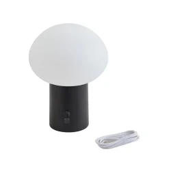 Lindby LED genopladelig bordlampe Zelie, sort, aluminium, IP44