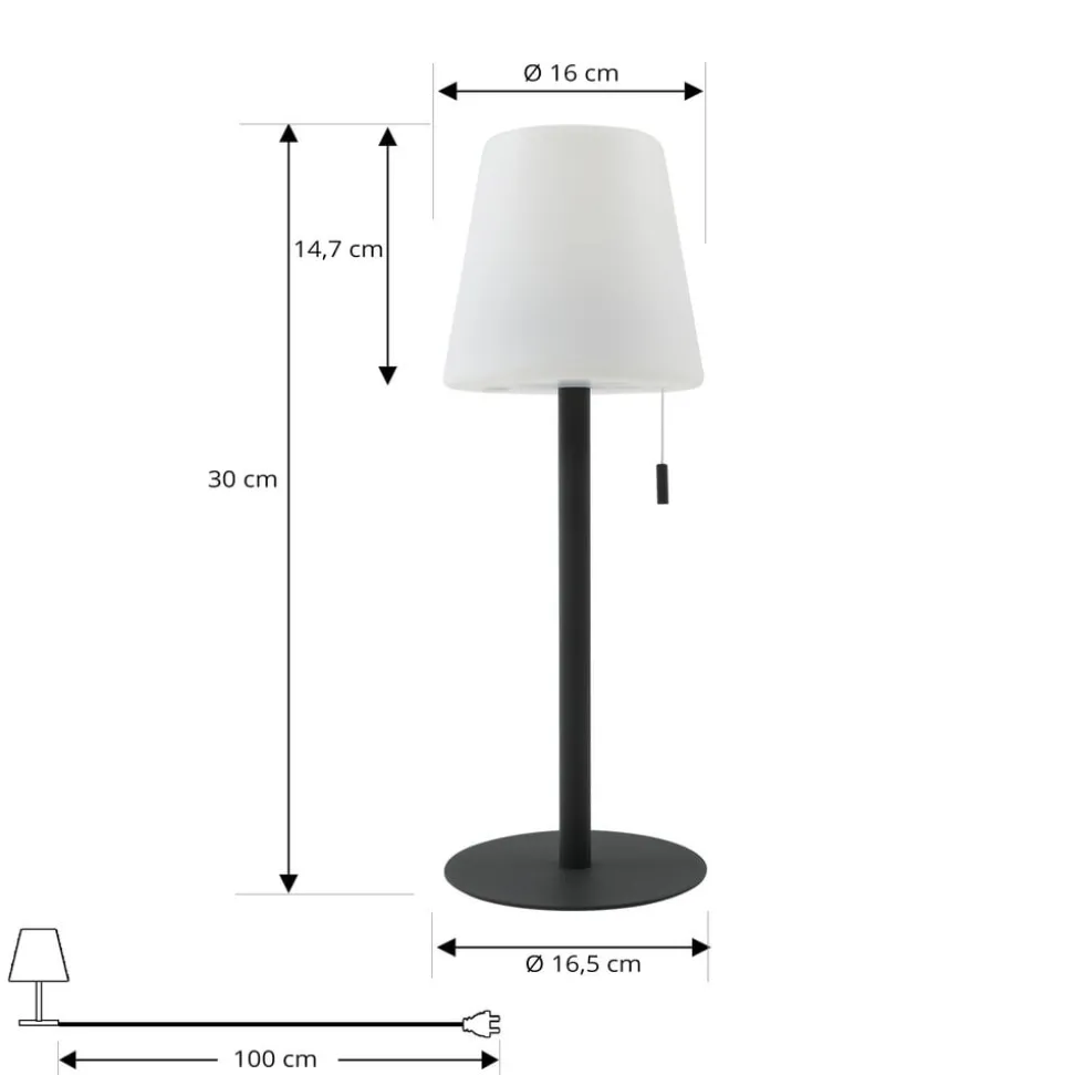 Lindby LED genopladelig lampe Azalea sort aluminium CCT højdejusterbar