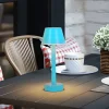 Lindby LED genopladelig lampe Gaja, blå, USB, IP44, RGBW, dæmpbar