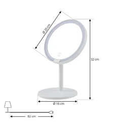 Lindby LED genopladeligt spejl Renki, hvid, plast, dæmpbar