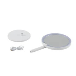 Lindby LED genopladeligt spejl Renki, hvid, plast, dæmpbar
