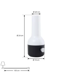 Lindby LED genopladelig udendørs bordlampe Isaline, sort, dæmpbar