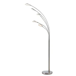 Lindby LED-gulvlampe Anea, 179 cm, 5 lyskilder, nikkelfarvet