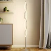 Lindby LED-gulvlampe Auron, nikkelfarvet, metal, touchdæmper