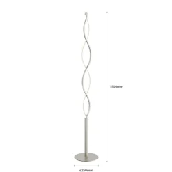 Lindby LED-gulvlampe Auron, nikkelfarvet, metal, touchdæmper