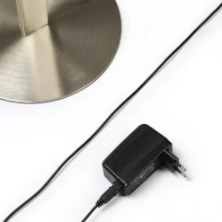 Lindby LED-gulvlampe Auron, nikkelfarvet, metal, touchdæmper