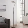 Lindby LED-gulvlampe Darion, grå, metal, dæmpbar, 180 cm