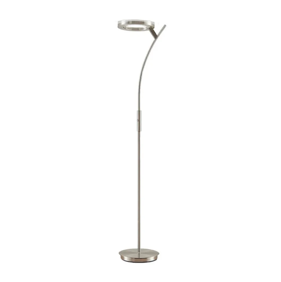 Lindby LED-gulvlampe Darion, grå, metal, dæmpbar, 180 cm
