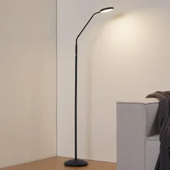 Lindby LED-gulvlampe Elvyn, sort, justerbar