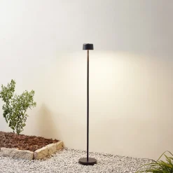 Lindby LED-gulvlampe Isason, sort, aluminium, Ø 11 cm