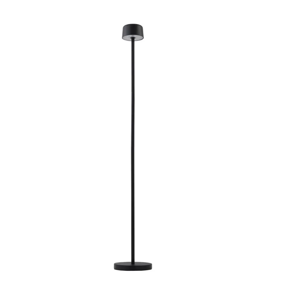 Lindby LED-gulvlampe Isason, sort, aluminium, Ø 11 cm