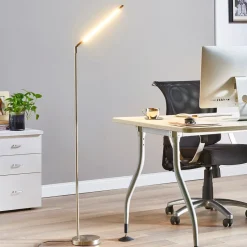 Lindby LED-gulvlampe Jabbo, 163 cm, nikkel, metal