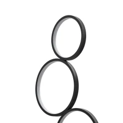 Lindby LED-gulvlampe Jacek, sort, metal, 110 cm, ringe