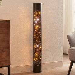 Lindby LED-gulvlampe Lengla, sort/guld, metal, 104 cm