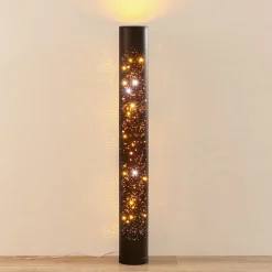 Lindby LED-gulvlampe Lengla, sort/guld, metal, 104 cm