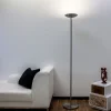 Lindby LED-gulvlampe Malea, nikkelfarvet, dæmpbar, 180 cm