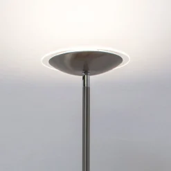 Lindby LED-gulvlampe Malea, nikkelfarvet, dæmpbar, 180 cm