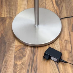 Lindby LED-gulvlampe Malea, nikkelfarvet, dæmpbar, 180 cm