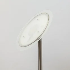 Lindby LED-gulvlampe Malea, nikkel, læselampe, dæmpbar