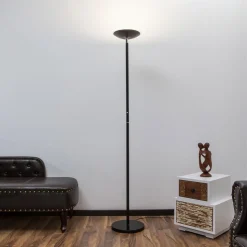 Lindby LED-gulvlampe Malea, sort, metal, dæmpbar, 180 cm