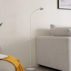 Lindby LED-gulvlampe Maori, hvid, metal, CCT, dæmpbar
