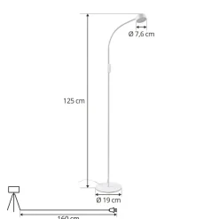 Lindby LED-gulvlampe Maori, hvid, metal, CCT, dæmpbar