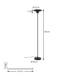 Lindby LED-gulvlampe Norvind, sort, metal, 1 lyskilde