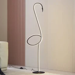 Lindby LED-gulvlampe Pajaro, 130 cm, sort, CCT, dæmpbar