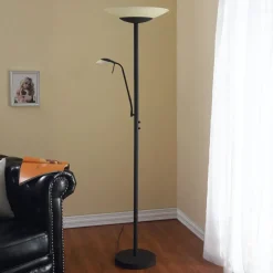 Lindby LED-gulvlampe Ragna, læselampe, sort, dæmpbar