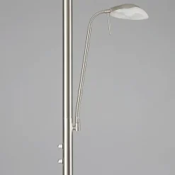 Lindby LED-gulvlampe Ragna, læselampe, nikkel, dæmpbar