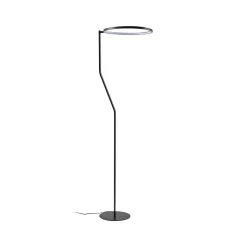 Lindby LED-gulvlampe Rayon, sort, metal, højde 150,3 cm
