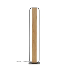 Lindby LED-gulvlampe Romilda, grå, træ, højde 122 cm