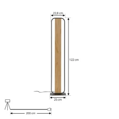 Lindby LED-gulvlampe Romilda, grå, træ, højde 122 cm
