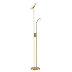 Lindby LED-gulvlampe Seppa, rund, messing, metal, 180 cm