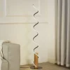 Lindby LED-gulvlampe Spiraali, grå, træ, højde 133 cm