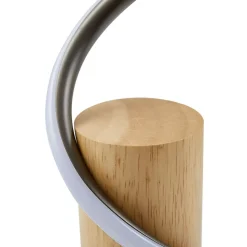 Lindby LED-gulvlampe Spiraali, grå, træ, højde 133 cm