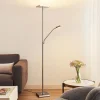 Lindby LED-gulvlampe Sumani, kantet, nikkel, højde 180 cm