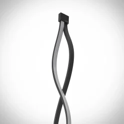 Lindby LED-gulvlampe Welina, sort, 150 cm, dæmpbar