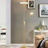 Lindby LED-gulvlampe Yveta, messing, metal, dæmpbar, 183 cm
