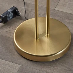 Lindby LED-gulvlampe Yveta, messing, metal, dæmpbar, 183 cm