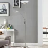 Lindby LED-gulvlampe Yveta, nikkelfarvet, metal, dæmpbar