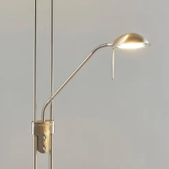Lindby LED-gulvlampe Yveta, nikkelfarvet, metal, dæmpbar