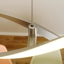Lindby LED-hængelampe Auron, nikkelfarvet, metal, dæmpbar