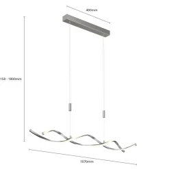 Lindby LED-hængelampe Auron, nikkelfarvet, metal, dæmpbar
