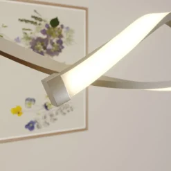 Lindby LED-hængelampe Auron, nikkelfarvet, metal, dæmpbar