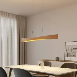 Lindby LED-hængelampe Beazina, eg, metal, 118 cm